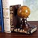 Agirlgle Bookends Vintage Style Decorative Book Ends Globe & Books Design Art Bookshelf Heavy Duty Bookdend Set Decor Office Library Gifts