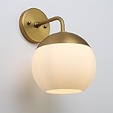 JIMUBEAM Modern Glass Wall Sconce with Frosted Globe Lampshade, Metal Base Industrial Wall Light Fixture, Indoor Wall Mounted