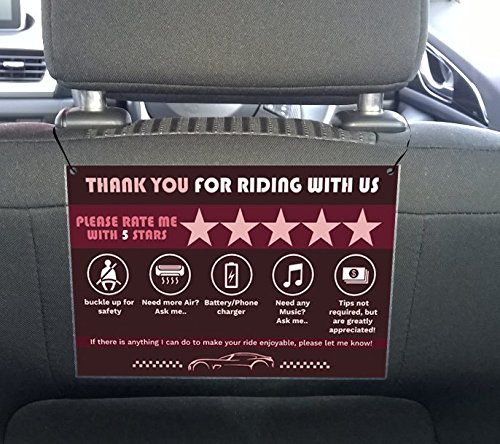 New Griff Uber Lyft Rating Tips Greatly Appreciated Rideshare Driver Sign – 8.5