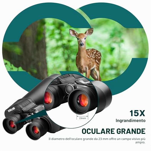ESSLNB 15x70mm Astronomical Binoculars for Adults with Phone Adapter, Tripod Adapter and Prisma FMC Case for Earth Vision and Hunting
