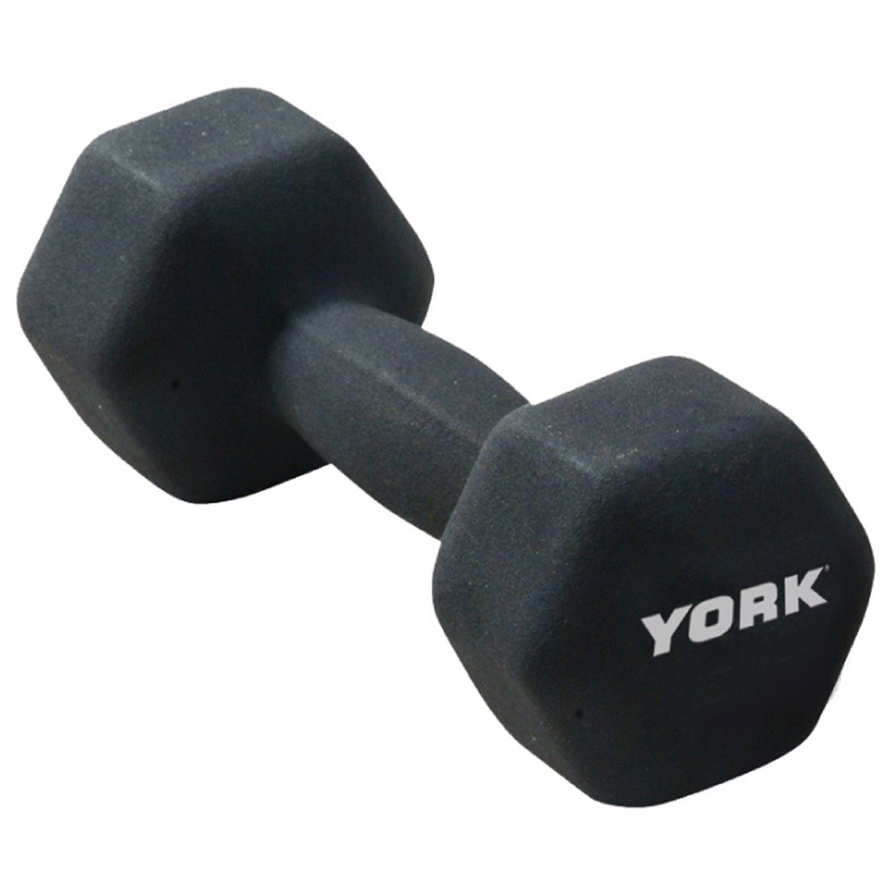 York Fitness Single Neoprene Hex coating Dumbbell, Black, 5KG
