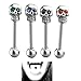 Maggie 1 Pcs Stainless Steel Skull Tongue Bar Bell Ring Body Piercing Jewelry,Black