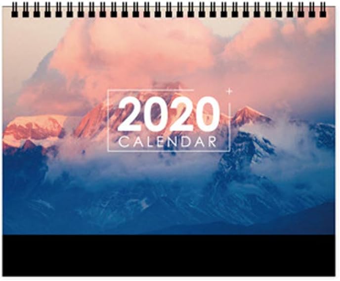 Frjjthchy Desktop Flip Calendar Office Tent Standing Calendar 2019-2020 Daily Planner (Mountain)