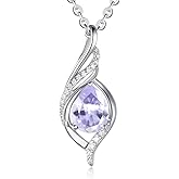 yoalincy Birthstone Necklaces for Women Infinity Pendant S925 Sterling Silver Teardrop Pendant Necklace Anniversary Birthday Gifts for Women Wife Christmas Gifts for Her Mom Lady