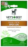 Vet's Best Flea & Tick Spot-On Drops | Topical Flea Treatment Drops for Dogs | Flea Killer with Certified Natural Oils | 3-8 Month Supply for Various Dog Sizes