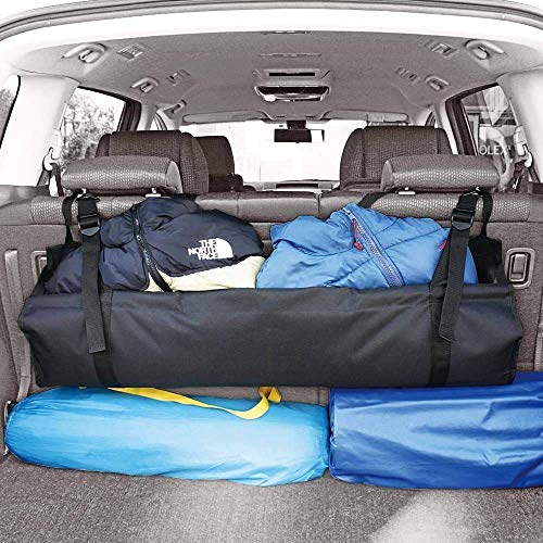 KINGBERWI Car Trunk Organizer Backseat Storage Foldable Cargo Hanging Bag, Black