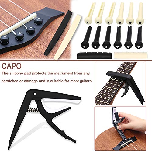 64 PCS Guitar Accessories Kit, ZALALOVA All-in 1 Guitar Tool Changing Kit Including Guitar Picks, Capo, Acoustic Guitar Strings, String Winder, Bridge Pins, Pin Puller, Guitar Bones & Pick Holder
