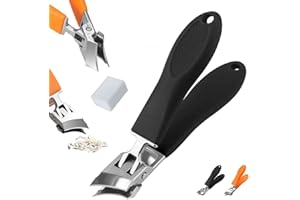 SROCOPT Wide Opening Anti-Splash Slanted Nail Clipper, 2026 New Slanted Nail Clippers, Curved Toenail Clippers for Thick Toenails, Ingrown Nail Clippers Wide Slanted Clippers for Women Men (Black 1pcs)