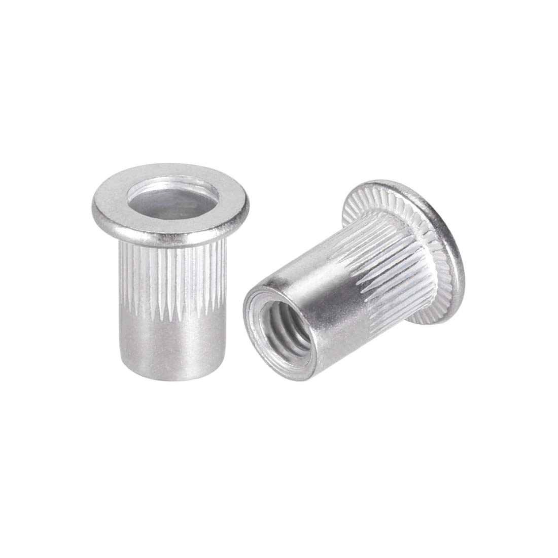 sourcing map M6 Aluminum Alloy Rivet Nuts Flat Head Insert Nutsert 100 Pcs