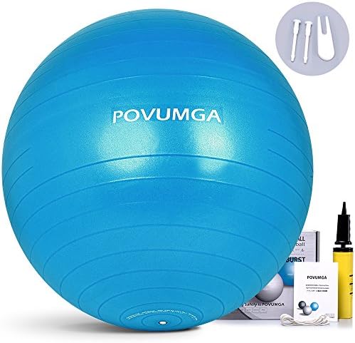 POVUMGA Exercise Ball Heavy Duty Anti-Burst Fitness-Birthing-Stability-Core-Pilates-Gym Balls for Pregnancy, Balance Ball for Desk Chair 55/65/75/cm with Hand Pump