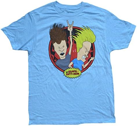Beavis and Butt-head Rock Out MTV Light Blue Mens T Shirt