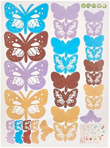 WallStickersUSA Wall Sticker Decal, Butterflies Blue Purple Brown Yellow, Medium