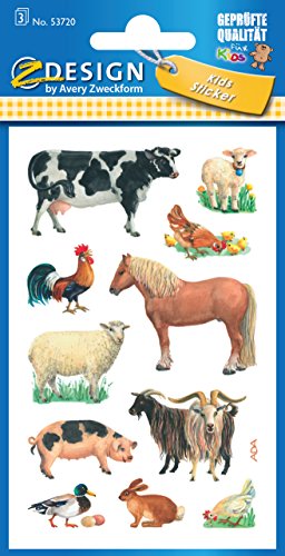 AVERY Zweckform 53720 Kinder Sticker Bauernhof Tiere 33 Aufkleber – Bild 3