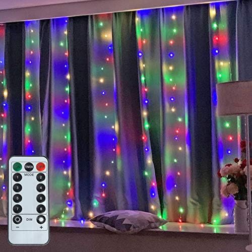 Window Curtain Lights 300 LED, Distant, 8 Lighting Modes, Ornament Bed room Wall Social gathering Indoor Out of doors Decor,(Curtain is Not Included) (Multicolor)