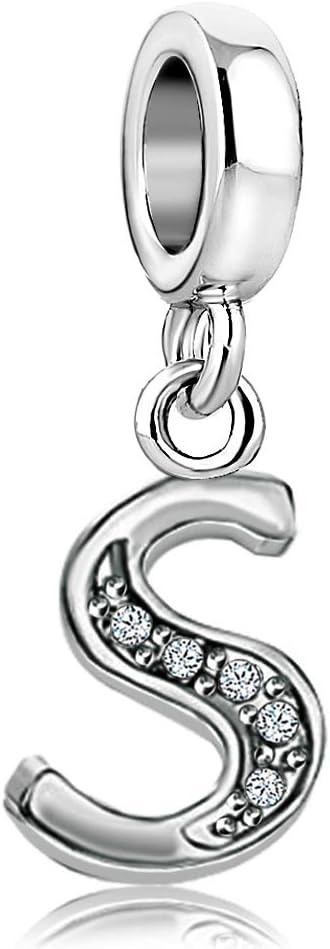 Letter Charms Initial Dangle Alphabet Love Crystal Beads for Charm Bracelets for Women