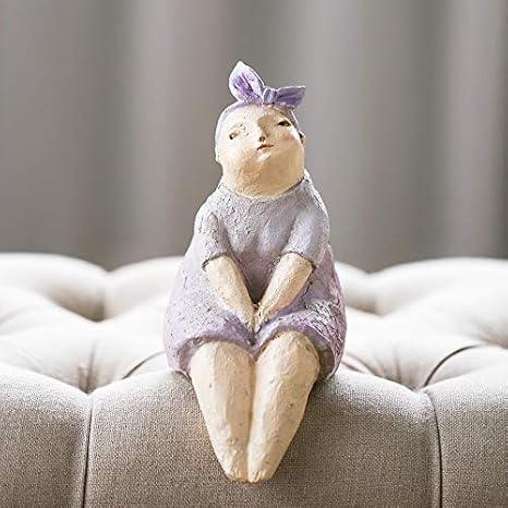 Amazon 置物ギフトイインテリアオーナメントかわいい太った女の子置物紫ナイトドレスを着た樹脂工芸品女の子寝室装飾妖精庭装飾品 置物 オブジェ オンライン通販