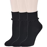SRYL Women Ankle Socks Ruffle Turn-Cuff,Lovely double needle solid color edge relent Girl socks