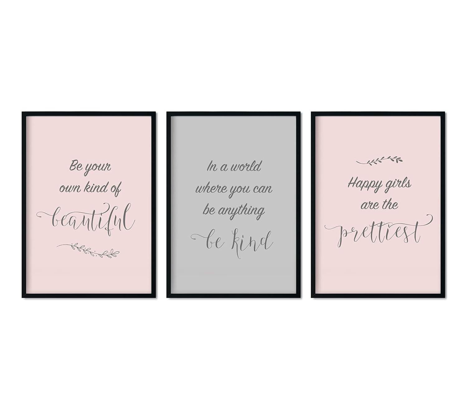 Blush and Grey Wall Art Prints, Inspirational Quotes Home Decor, Pink