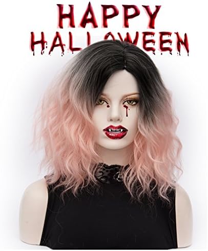 Bob wig Ombre Short Curly Synthetic Hair Wigs Full Wig for Women Daily Use Cosplay
