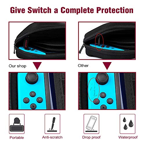 Aukor Carrying Case for Nintendo Switch with 20 Games Cartridge Holders, Protective Hard Shell Travel Carrying Case Pouch for Nintendo Switch Console Accessories, Blue