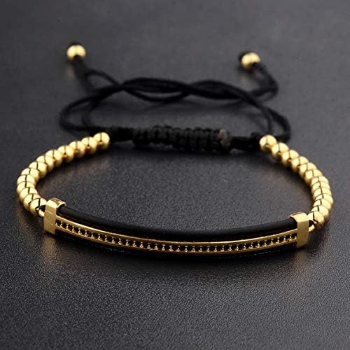 Gatton Luxury Man Women Hand-Woven Macrame Bracelet Micro Pave CZ Long Strip Bracelets | Model BRCLT - 41234 |