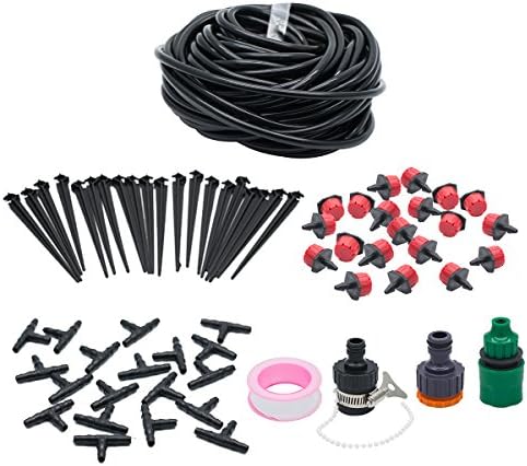 Irrigation Kit , JELEGANT 49ft Micro Irrigation Drip System Watering Systems Water Saving Drip Irrigation Water Automatic Kit For Garden Hanging Baskets Pot Plants Flower Beds Borders Greenhouses