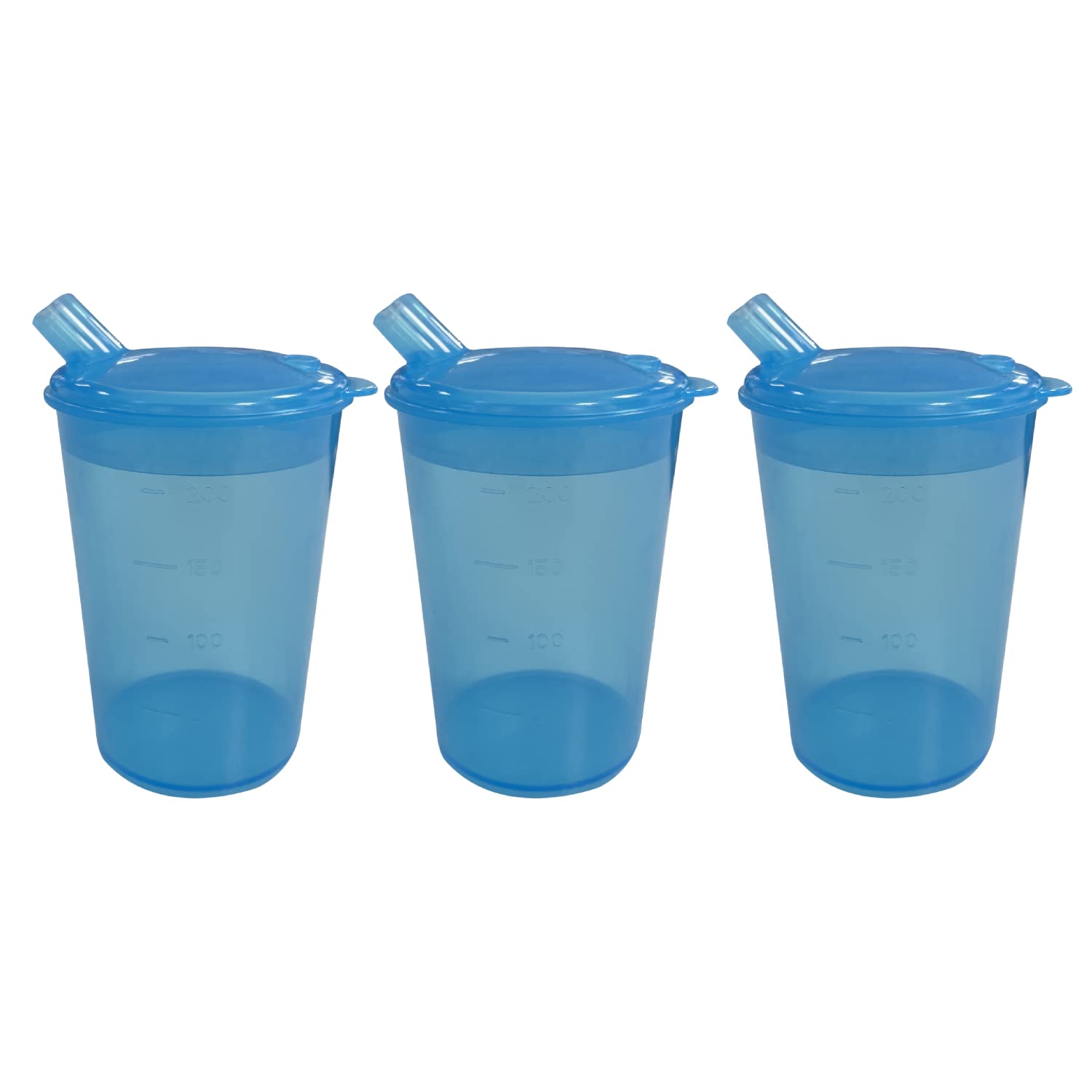 DR. BONE'S THERAPEUTICS 3 x Adult Convalescent Drinking Adult Sippy Cup/Feeding Cup/Beaker with Lip Spout Ideal for Those who Struggle with Solid Foods, Elderly, Less able (200ml) Blue