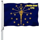 REIDFERR Indiana Flag 3x5 Outdoor Double Sided - Heavy Duty Polyester Indiana IN State Flags Long Lasting with 2 Brass Grommets 3 X 5 Ft