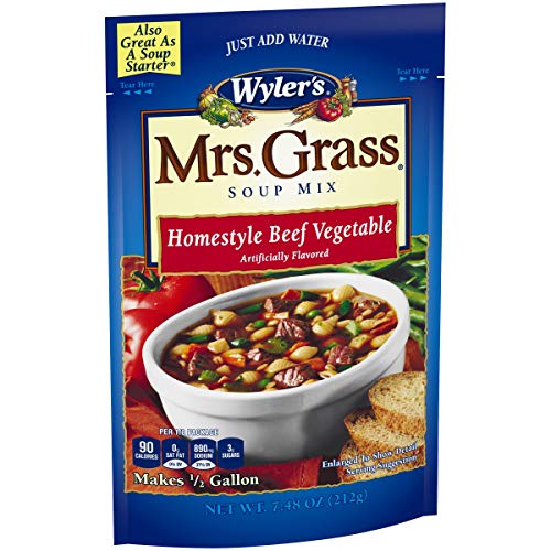 Mrs. Grass Beef Vegetable Hearty Homestyle Soup Mix (7.48 oz Cans, Pack of 8)