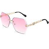 FEISEDY Classic Rimless Sunglasses Women Metal Frame Diamond Cutting Lens Sun Glasses B2567