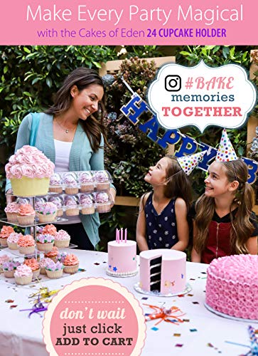 (24 Pack x 4 Sets) STACKnGO Carrier Holds 24 Standard Cupcakes - Strongest Cupcake Boxes, Tall Dome Detachable Lid, Clear Plastic Disposable Containers, Storage Tray, Travel Holder, Regular Muffins