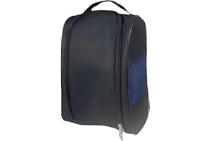 Senvitate Golf Shoe Bag for Men Women, Outdoor Zippered Sports Golf Shoe Carrier Bags for Travel, Waterproof and Breathable Shoes Bag (Black/Blue)