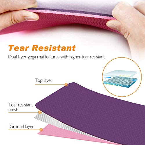 TOPLUS Yoga Mat, 1/4 inch Non-Slip Yoga & Exercise Mat with Carrying Strap, Eco Friendly Workout Mat - for Yoga, Pilates and Floor Exercises