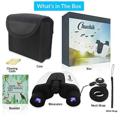 Chuchik Toys Best Binoculars for Kids, 10X22 Magnification. A Unique Gift for Boys and Girls Age 3-14.