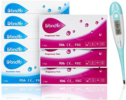 Wondfo 3 Pregnancy (hCG) and 10 Ovulation Tests (LH) with AnchorWell Digital Basal Thermometer for Ovulation Tracking (1/100th Accuracy)