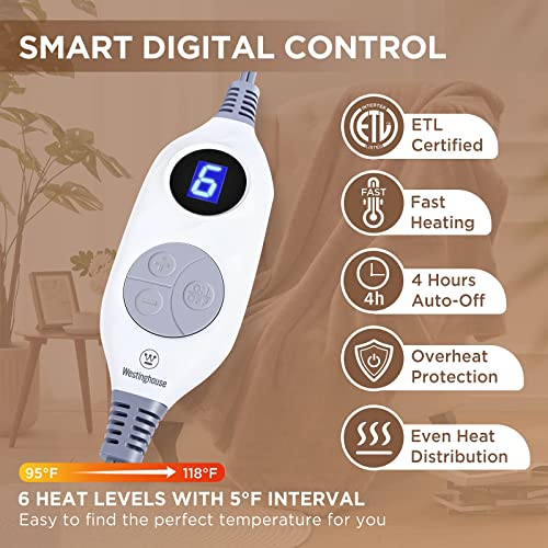 Westinghouse Electric Blanket Throw Heated Blanket, Faux Fur Heating