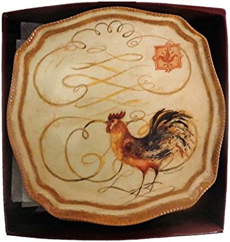 6 French Rooster Melamine Hors D' Oeuvre Plates
