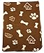 bogo Brands 30x21 Inch Dog/Cat Fleece Blanket - Bone and Paw Print Assorted Color Pet Blankets (Brown)