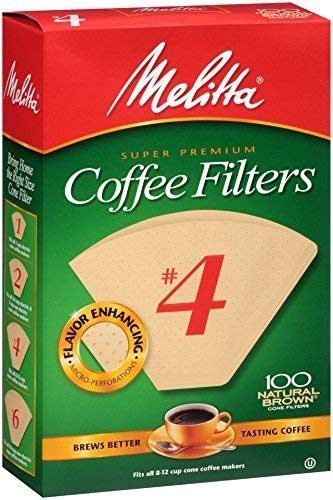 Melitta (63217C) #4 Super Premium Cone Coffee Filters, Natural Brown, 100 Count (Pack of 6) Replacement Coffee Maker Filters