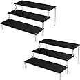 2 Packs Tiered Display Stand For Craft Shows Display Racks Acrylic Risers Black Display Shelves Vendors Cardboard Organizer Table For Products Collection Dessert Perfume Cologne Display(3 Tiers)