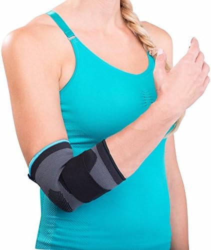 DonJoyAdvantage DA161ES02-BLK-M Deluxe Elastic Elbow for Sprains, Strains, Golfer's and Tennis Elbow, Swelling, Black, Medium 9, 10.5"