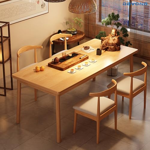 DAYONG Wood Dining Table,Kitchen Dinner Table with Soild Wooden Legs, Modern Rectangle Table for Home Study Office Restaurant Party(Wood, 120 * 60 * 75CM)