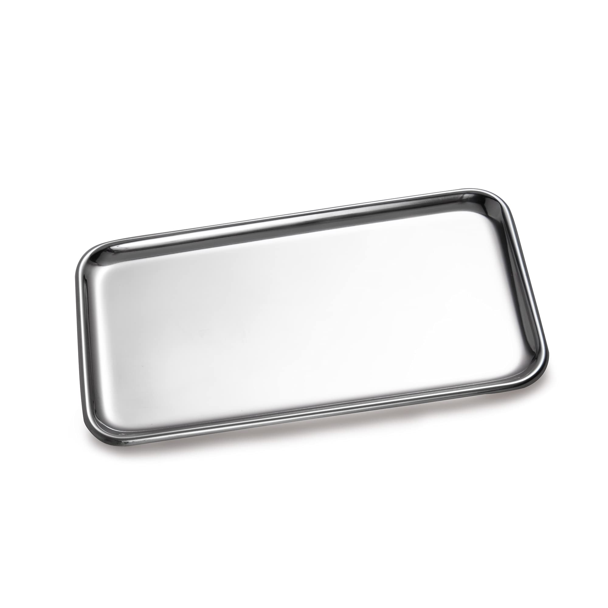 IMEEA Small Serving Tray for Kitchen Jewelry Bathroom SUS304 Stainless Steel, 20.5 x 11.5cm (Silver)