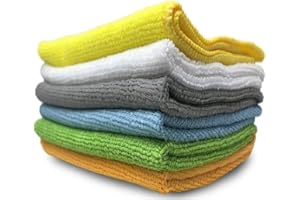 iCooker 6-Pack Microfiber Cleaning Cloth Towels for Cars - 15 x 12 Car Wipes Interior Cleaning Supplies Micro Fiber Glass Rags Dish Polishing Cloths Kitchen Towel, Clean Windows & Lint-Free Reusable