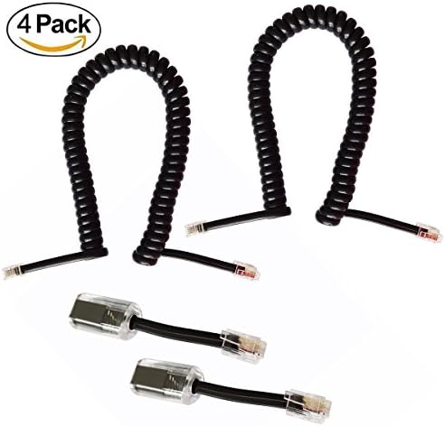 Telephone Handset Cord Detangler, 2 Pack 7 Ft Coiled Telephone Cord 1.1 Ft Rotating Cord Detangler Curly Phone Cord, 2 Pack Black Extended Rotatable Telephone Phone Cord Detangler Landline Telephone