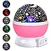 Adoric Kids Night Light, Star Moon Light Rotating Projector, 4 LED Bulbs 8 Modes USB Cable, Night Lighting Lamp for Nursery Baby Children Kids Bedroom Birthday Christmas (Pink)