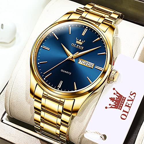 OLEVS Mens Watches Large Face Watch for Men Casual Stainless Steel Diamond Analog Quartz Waterproof Date Dress Men's Wrist Watch…