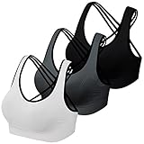 BRLIDO Sports Bra for Women Medium Support Cross-Back Fitness Yoga Bras