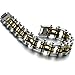 COOLSTEELANDBEYOND Heavy and Study Mens Fancy Bike Chain Bracelet Stainless Steel Silver Gold Black Tri-tone High Polished