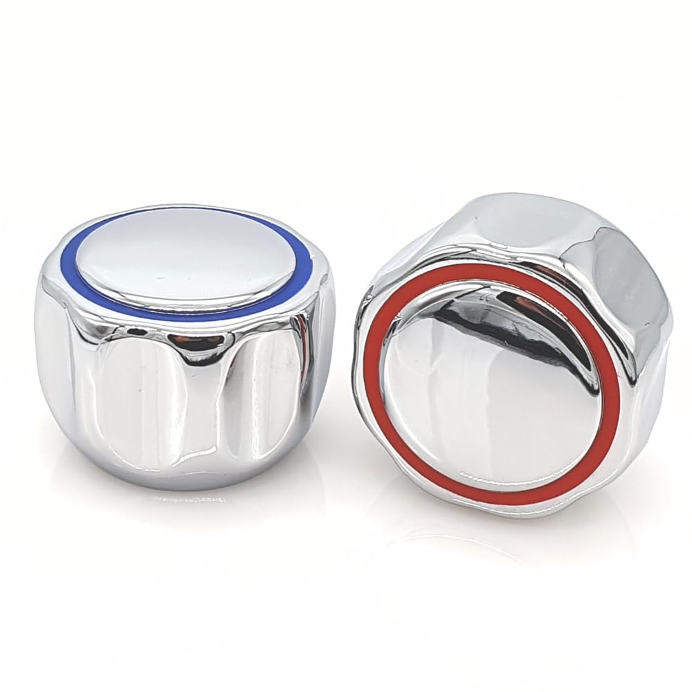 SCHLÄFER 4503010 | Handle Kit for 8 x 20 cm Tap with Mechanical Screw 1/2" (diam20 mm), Knob, Hot and Cold Tap Knob for Bathroom and Kitchen Sink, Metal, Pair of Handles, Chrome